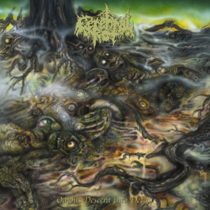 CEREBRAL ROT Odious Descent Into Decay - Vinyl LP (neon yellow, piss yellow merge with olive green, brown, bone splatter)