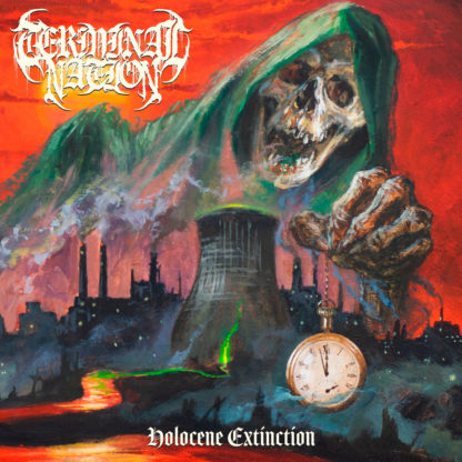 TERMINAL NATION Holocene Extinction - Vinyl LP (red, neon orange, bone tri-color merge with neon green, black splatter)