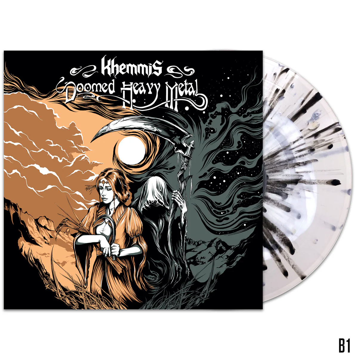 KHEMMIS Doomed Heavy Metal - Vinyl LP (white inside ultra clear black beer silver splatter)